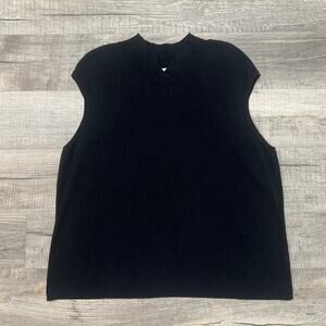 Coldwater Creek Silk Ribbed Sleeveless Sweater Size 3X Black Mock Neck Shimmer